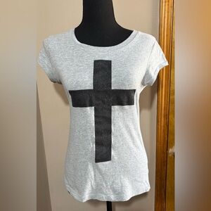 Women’s graphic tee shirt. Size M. Glitter accents. Grey and black.